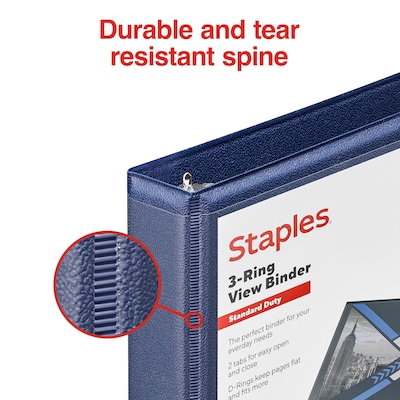 Staples 1/2" 3-Ring View Binder, D-Ring, Navy Blue (26427-CC)