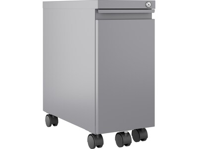 Hirsh 2-Drawer Mobile Vertical File Cabinet, Letter/Legal Size, Lockable, 21.75"H x 10"W x 19.88"D, Arctic Silver (24045)