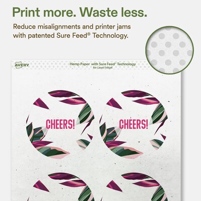 Avery Hemp Round Laser/Inkjet Multipurpose Labels, 3-1/2" Dia, Off-White (160/Box)