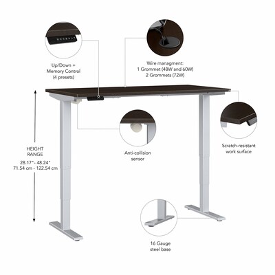 Bush Business Furniture Move 40 Series 72"W Electric Height Adjustable Standing Desk, Mocha Cherry/Cool Gray (M4S7230MRSK)