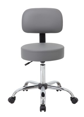 Boss Caressoft Armless Medical Stool w/Back Cushion, Gray (B245-GY)