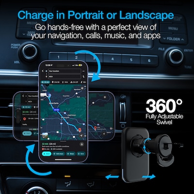 Naztech MagLock MagSafe Charging Qi v2.0 Vent Car Mount, 15W, Black (16125)