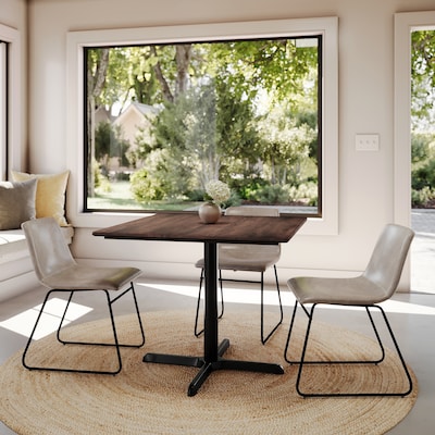 Flash Furniture Acadia Square Wooden Dining Table with X-Base, 36"D x 36"W, Dark Brown/Black Base (STSQ36WBRT3030)