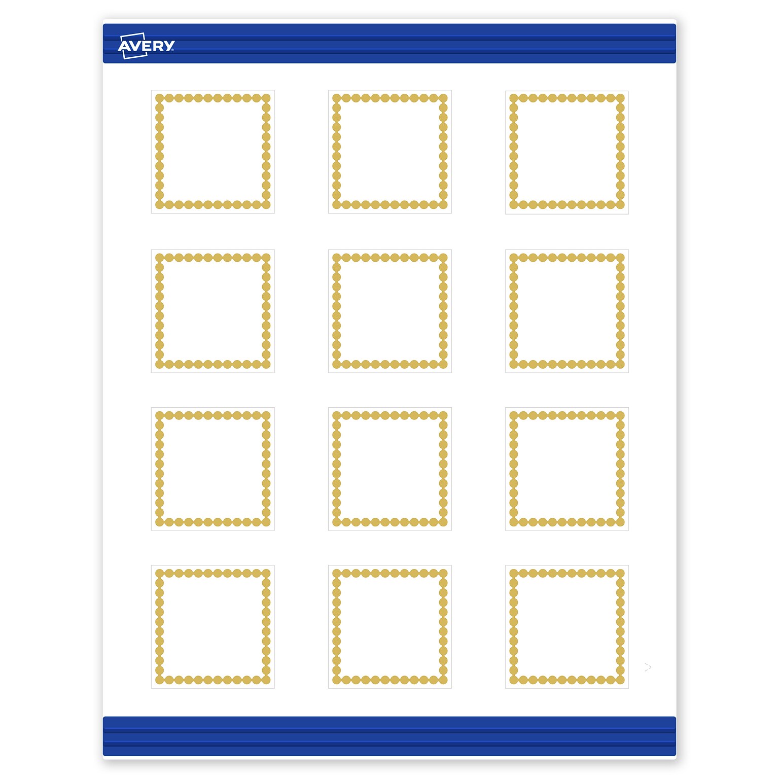 Avery Pre-Printed Gold Beads Design Matte Blank Card, White, 120/Pack (S00-DJE)