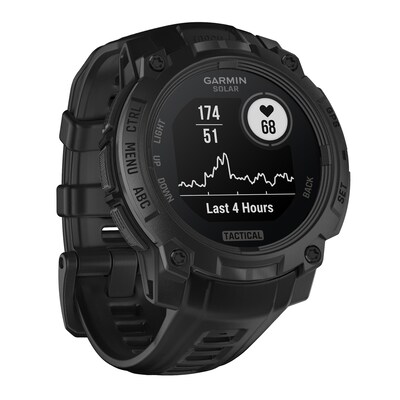 Garmin Instinct 3 Tactical Edition Solar GPS Smartwatch with Silicone Band, Black, 50mm (010-02935-50)
