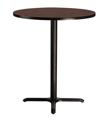 NPS CT Series 36" Round 42" Height Cafe Table, X Base, Black Frame/Mahogany Top (CT13636XBPBTMMY)