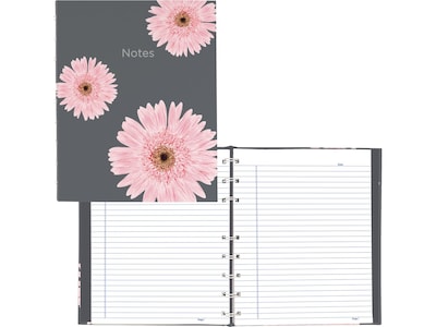 Blueline Pink Daisy NotePro Professional Notebooks, 7.25" x 9.25", College Ruled, 75 Sheets, Gray/Silver (A6016.01)