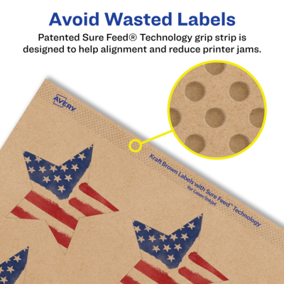 Avery Laser/Inkjet Burst Multipurpose Labels, 2-1/4" x 2-3/8", Kraft Brown, 1200 Labels/Box ( 94611)