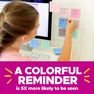 Post-it Recycled Super Sticky Notes, 3" x 3", Wanderlust Pastels Collection, 70 Sheets/Pad, 5 Pads/Pack (654R-5SSNRP)