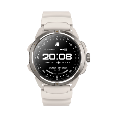 Cubitt Terra Smart Watch, Dual-Band GPS, 37.5mm, Titanium Case, White, Silicone Band (CT-TERRA7)