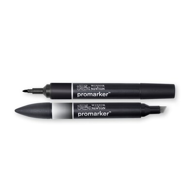 Winsor & Newton Promarker Dual-Tip Alcohol Based Marker, Black + Blender, 2/Pack (WNX0290148)