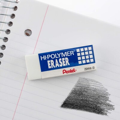 Pentel Hi-Polymer Latex Free Block Eraser, White, 3/Pack (ZEH10BP3)