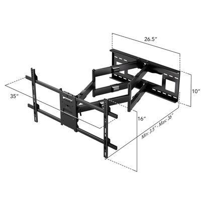 Mount-It! Heavy Duty TV Wall Mount with Extra Long Extension for 40" to 90" Screens, Black (MI-392)
