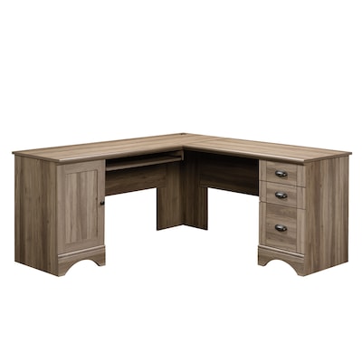 Sauder Harbor View 66W L-Shaped Computer Desk, Salt Oak (417586)