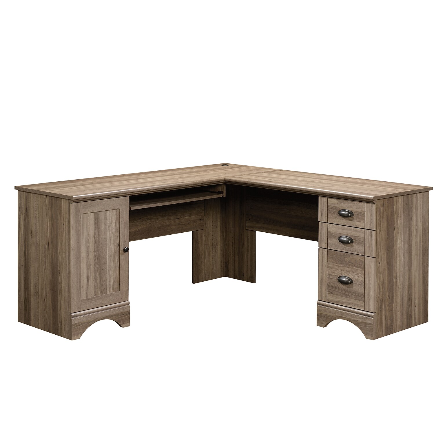 Sauder Harbor View 66W L-Shaped Computer Desk, Salt Oak (417586)