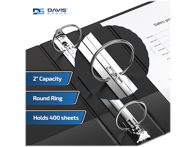 Davis Group Premium Economy 2" 3-Ring Non-View Binders, Black, 6/Pack (2313-01-06)