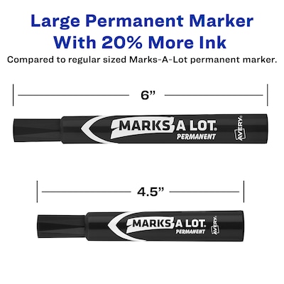Avery Marks A Lot Permanent Marker, Chisel Tip, Black, 36/Pack (98206)