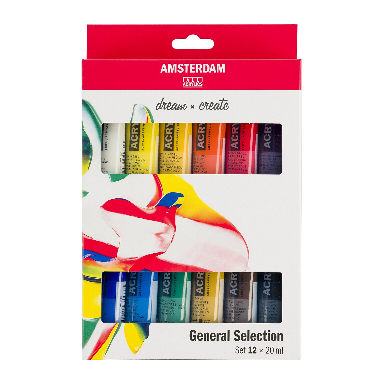 Amsterdam General Selection Acrylic Paint, Assorted Colors, 12/Pack (AMS17820412)