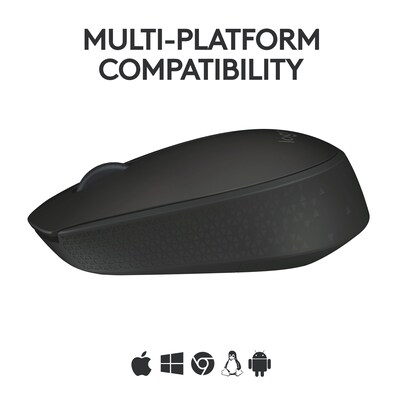 Logitech M170 Wireless Ambidextrous Optical Mouse, Black (910-004940)