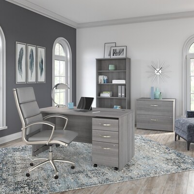 Bush Business Furniture Studio C 60"W Office Desk with Mobile File Cabinet, Platinum Gray (STC014PGSU)
