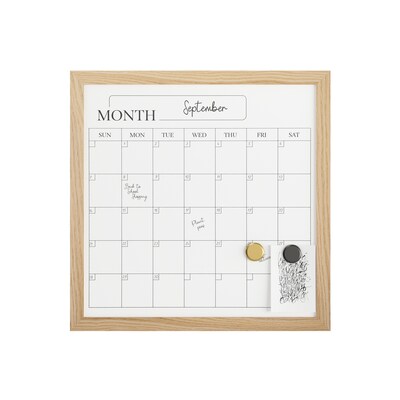 Martha Stewart Everette Magnetic Dry Erase Monthly Calendar Set, Engineered Wood Frame, 18" x 18" (BRPMMWP4545LN)