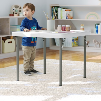 Flash Furniture Paige Square Kid's Folding Table, 24" x 24", Granite White (RB2424KIDWH)
