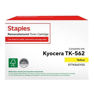 Staples Remanufactured Yellow Standard Yield Toner Cartridge Replacement for Kyocera (TRTK562YDS/STTK562YDS)