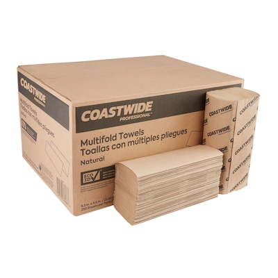 Coastwide Professional™ Recycled Multifold Paper Towels, 1-ply, 250 Sheets/Pack, 16 Packs/Carton (CW