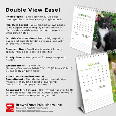 2026 BrownTrout Kittens 7.5" x 6" Monthly Desk Calendar (9798330704118)