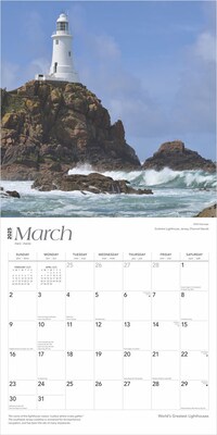 2025 BrownTrout World's Greatest Lighthouses 12" x 24" Monthly Square Wall Calendar, (9781975475970)