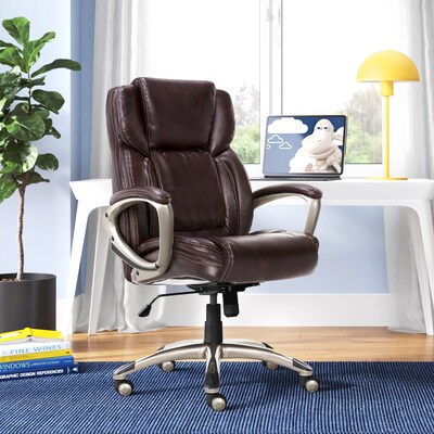 Serta Garret Ergonomic Bonded Leather Swivel Executive Chair, Biscuit Brown (CHR200090)