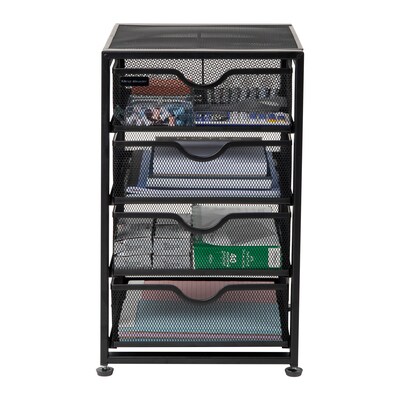 Mind Reader 4-Drawer Desktop Storage, Metal Mesh, Black (4TMCA-BLK)