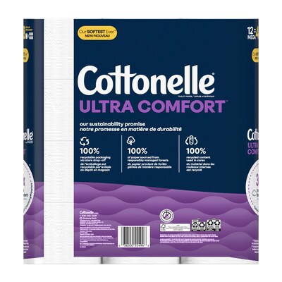 Cottonelle Ultra ComfortCare 2-Ply Standard Toilet Paper, White, 268 Sheets/Roll, 12 Mega Rolls/Pack