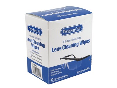 PhysiciansCare Lens Cleaning Wipe, 5 x 7, 50/Box (91294)