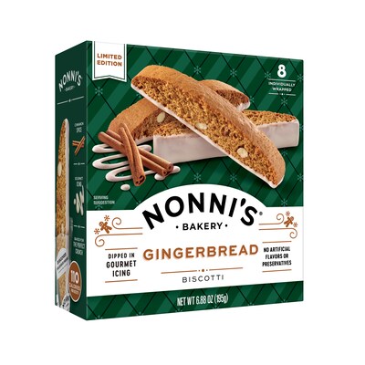 Nonnis Holiday Gingerbread Biscotti, 6.88 oz., 8/Box (197419)