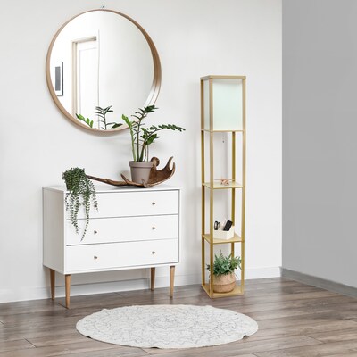 Creekwood Home Classix 62.5" Wood Floor Lamp with Rectangular Shade, Tan (CWF-3007-TN-LB)