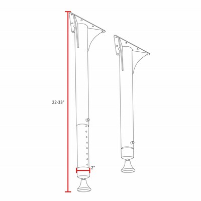 Regency Kee Adjustable Leg, Black and Chrome, 4/Set (MABP27BK)