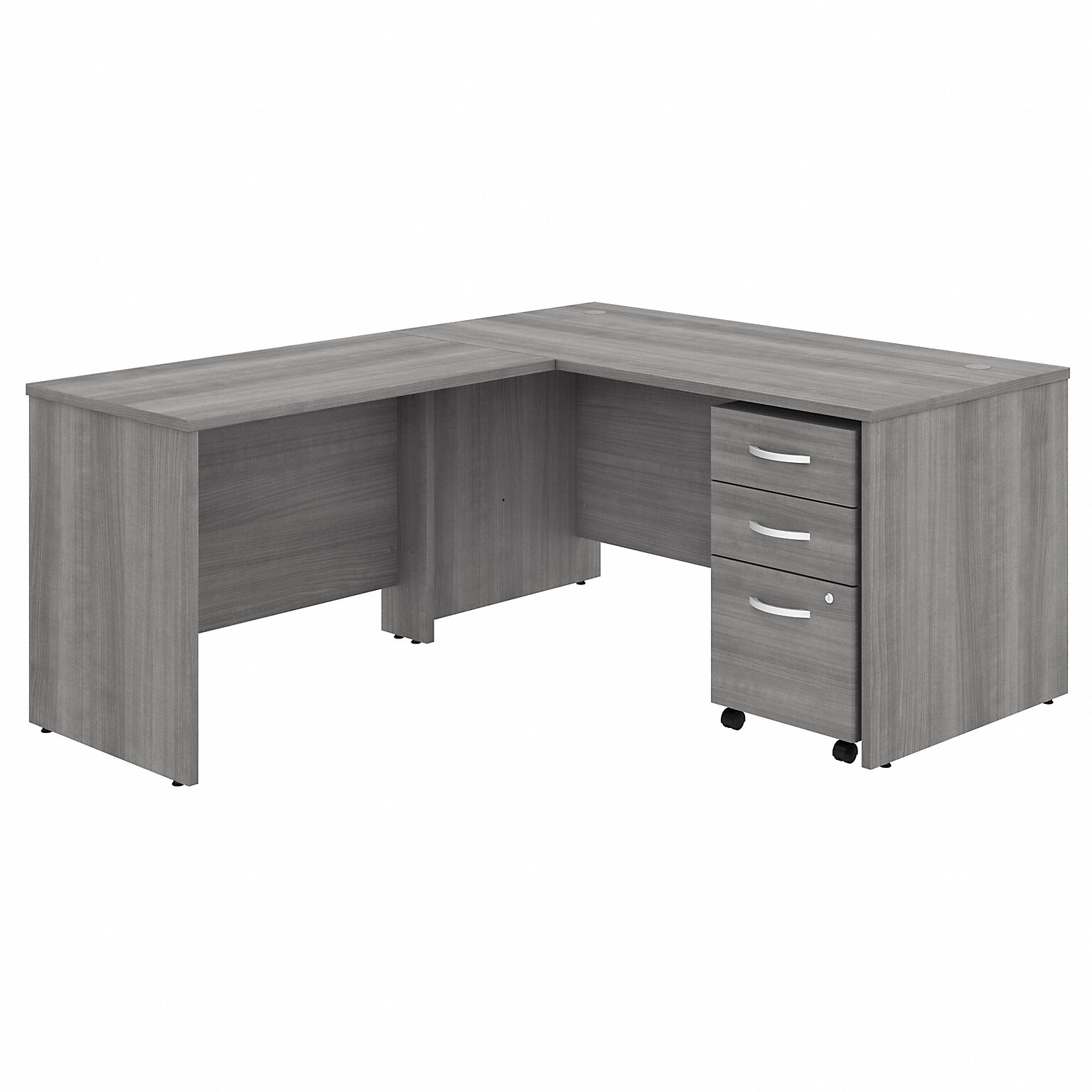 Bush Business Furniture Studio C 60W L Shaped Desk with Mobile File Cabinet and Return, Platinum Gray (STC008PGSU)