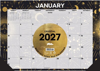 2027 Willow Creek Celestial 17 x 12 Monthly Desk Pad Calendar, Assorted Colors (66461)