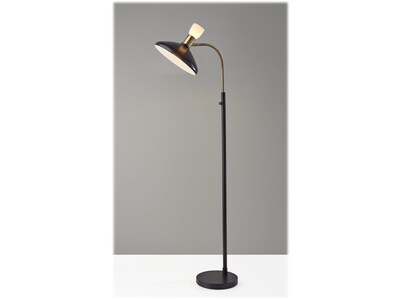 Adesso Patrick 61" Matte Black/Antique Brass Floor Lamp with Cone Shade (3759-01)