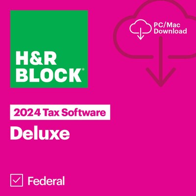 H&R Block Tax Software Deluxe 2024 for 1 User, Win/Mac, Download (1413800-24)