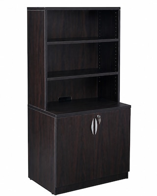 Boss Office Products Storage Cabinet/Bookcase Combo, Mocha (GROUPA24-MOC)