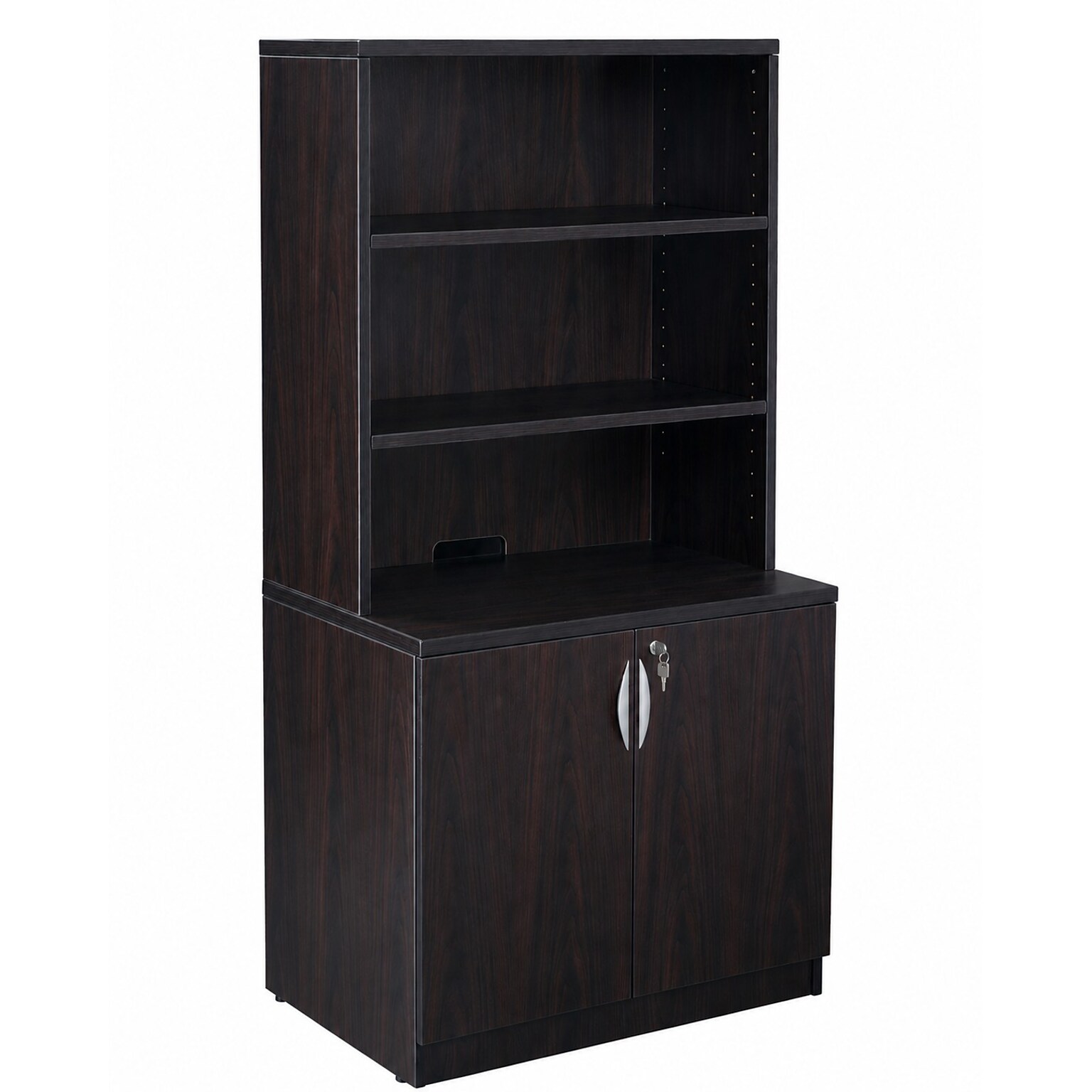 Boss Office Products Storage Cabinet/Bookcase Combo, Mocha (GROUPA24-MOC)