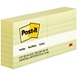 Post-it Sticky Notes, 3 x 3 in., 6 Pads, 100 Sheets/Pad, Lined, The Original Post-it Note, Canary Yellow