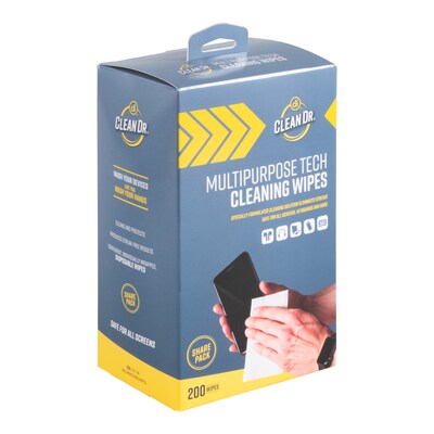 Digital Innovations CleanDr Multi Purpose Individually Packaged Tech Cleaning Wipes, 200 Count (32694)