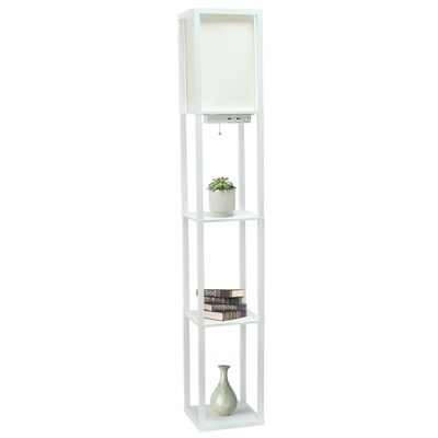 Creekwood Home Classix 62.5" Floor Lamp with Rectangular Shade, White (CWF-3009-WH)