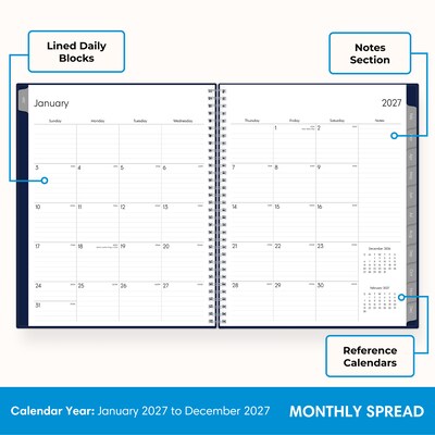 2027 Blue Sky 8.5" x 11" Weekly & Monthly Planner, Deep Blue (160986)