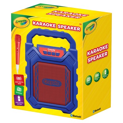 Crayola Portable Bluetooth Karaoke Speaker with FM Radio and Microphone, Blue & Red (CBX210M)