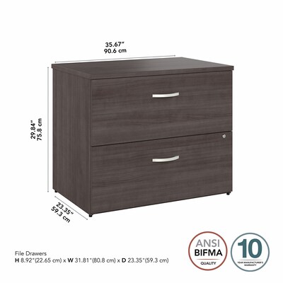 Bush Business Furniture Studio A 2-Drawer Lateral File Cabinet, Locking, Letter/Legal, Storm Gray, 36" (SDF136SGSU-Z)