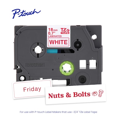 Brother P-touch TZe Laminated Label Tape, 0.7" x 26.2', White (TZE242G)